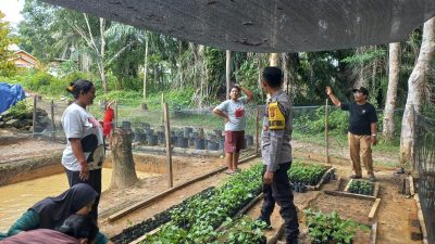 Dukung Program P2B, Bhabinkamtibmas Bagikan Bibit Sayuran kepada Warga