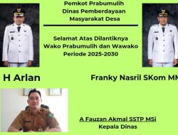 DPMD Prabumulih Mengucapkan Selamat Atas Dilantiknya H Arlan dan Franky Nasril SKom MM Sebagai Wako Prabumulih dan Wawako Periode 2025-2030