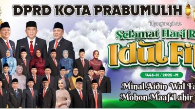 Pimpinan DPRD Prabumulih Bersama Anggota dan Sekwan Mengucapkan Selamat Lebaran 1446 H