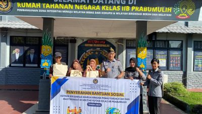 Dukung Program Akselerasi Kemenkumham, Rutan Prabumulih Salurkan Bantuan Sosial