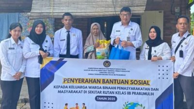 Berikan Bansos Bagi Keluarga WBP, Rutan Prabumulih Dukung Program Akselerasi Kemenkumham