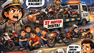 Satlantas Polres Prabumulih Sita 27 Motor, Balap Liar Dikejar Tanpa Ampun