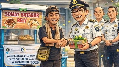 Rutan Prabumulih Berbagi, Asmadi Terima Gerobak Gratis di Hari Bakti Pemasyarakatan ke-62