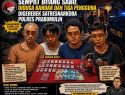 Sempat Buang Sabu, Diduga Bandar dan Tiga Pengguna Digerebek Satresnarkoba Polres Prabumulih