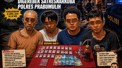 Sempat Buang Sabu, Diduga Bandar dan Tiga Pengguna Digerebek Satresnarkoba Polres Prabumulih