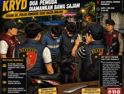 Cegah 3C, Polisi Ringkus Dua Pemuda Bawa Sajam Saat Razia Malam