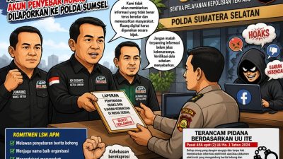 LSM APM Tempuh Jalur Hukum, Akun Penyebar Hoaks Dilaporkan ke Polda Sumsel