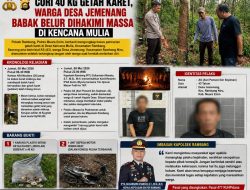 Curi 40 Kg Getah Karet, Warga Desa Jemenang Babak Belur Dihakimi Massa di Kencana Mulia