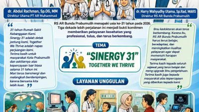 31 Tahun RS AR Bunda Prabumulih, Terus Tumbuh dan Berinovasi Melayani Masyarakat dengan Profesional dan Tulus